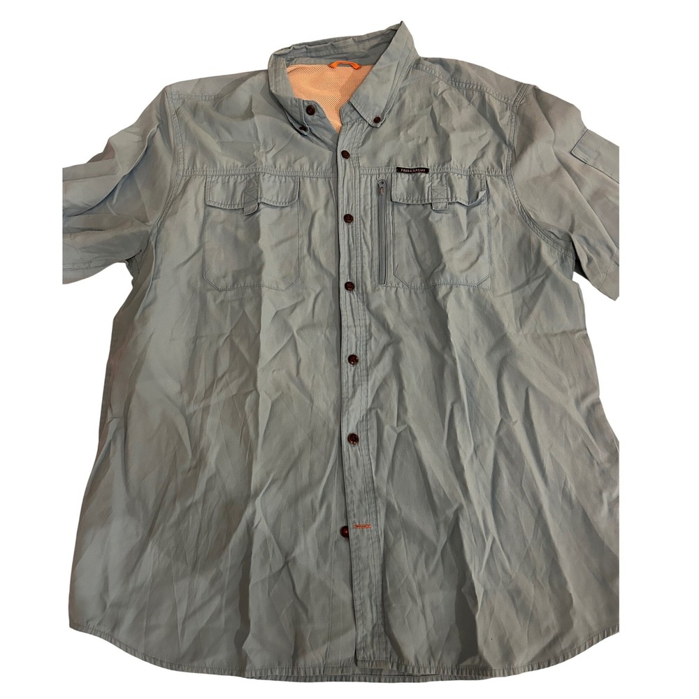 Field & Stream Mens Button Down Fishing Shirt Large Blue Vented Outdoor Camping